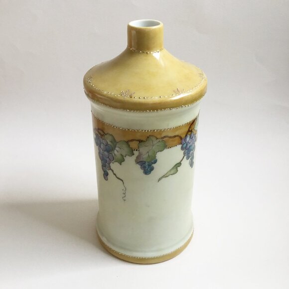 Vintage Hand Painted Grape Grapevine Art Nouveau Style Bottle Vase Signed - Picture 1 of 6